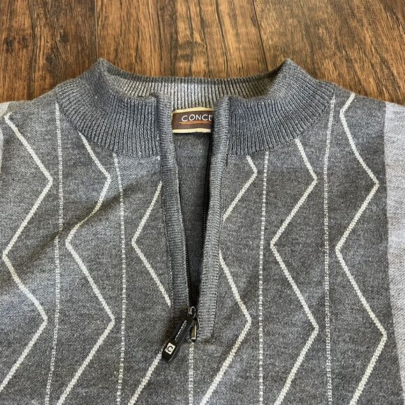 Grandpa Core Sweater Men’s Large Concept Sports Gray‎ 1/4 Zip Geometric - Picture 3 of 7